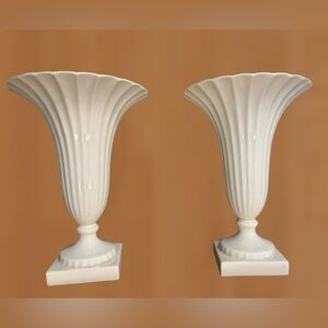 Lenox Cream Fluted Vase Pair